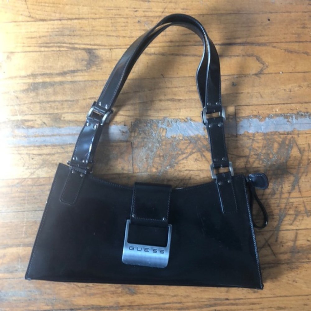 Guess black shiny purse